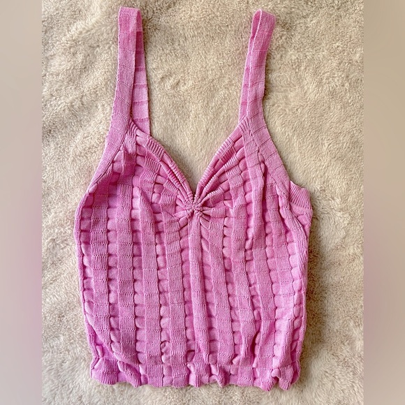 Urban Outfitters Sweater Set Tied Cardigan and Tank Top Lilac Pink Size M - Picture 6 of 11